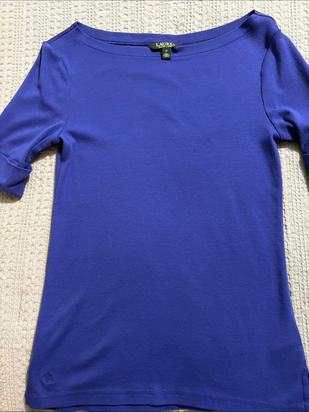 LAUREN Ralph Lauren Cobalt Blue Short Sleeve Scoop Neck Tee